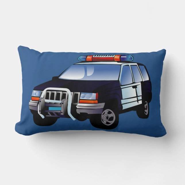 Cool Emergency Police Car Cartoon Design for Kids Lumbar Pillow (Front)