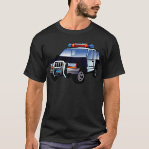 Cool Emergency Police Car Cartoon Design for Kids T-Shirt