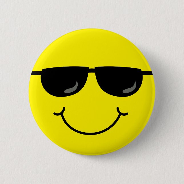 Cool Emoji Face with Sunglasses 2 Inch Round Button (Front)