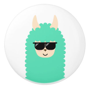 Cool Emoji Llama Ceramic Knob