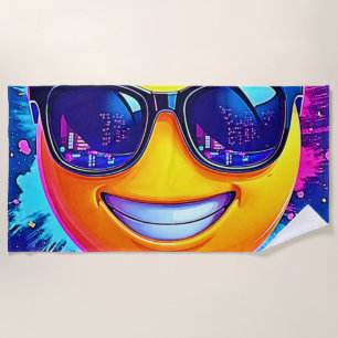 Cool 😎 Emoji Splash Fun Beach Towel