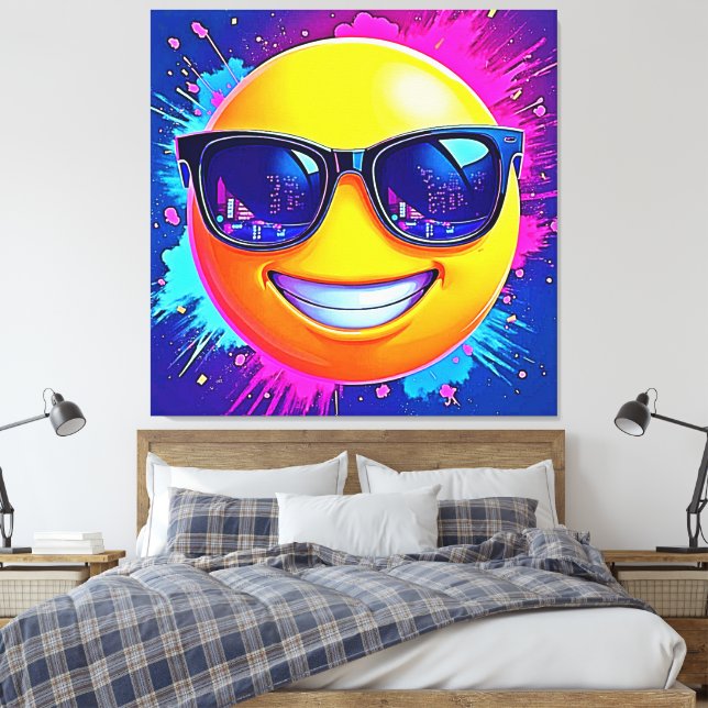 Cool 😎 Emoji Splash Fun Canvas Print (Insitu(Bedroom))