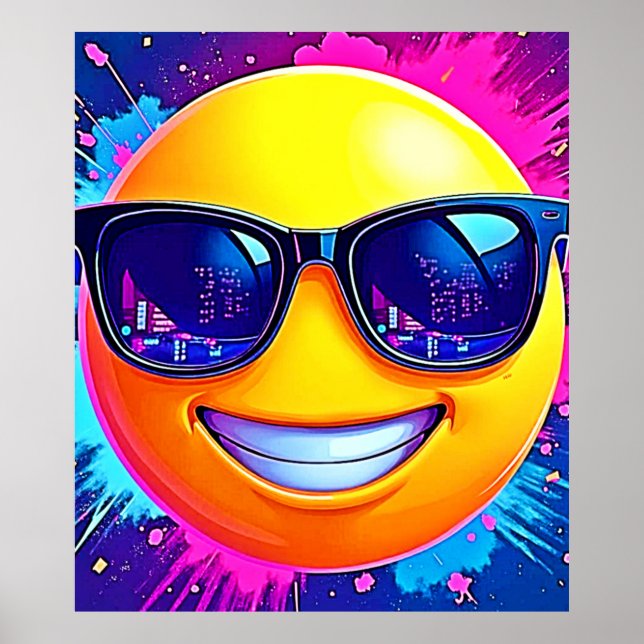 Cool 😎 Emoji Splash Fun Poster (Front)
