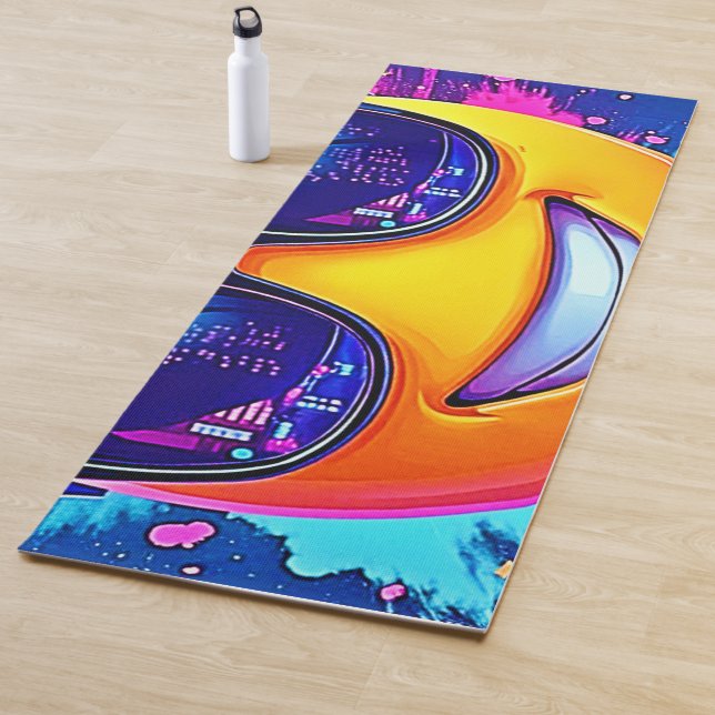 Cool 😎 Emoji Splash Fun Yoga Mat (In Situ)
