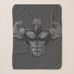Cool English Bulldog Bodybuilder Weightlifting Sherpa Blanket