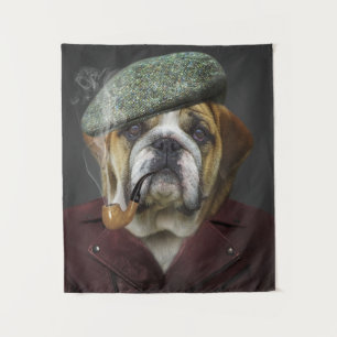 Cool English Bulldog Smoking Pipe Tapestry