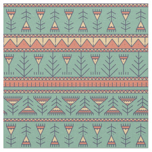 Cool Ethnic pattern Turquoise background Trendy Fabric