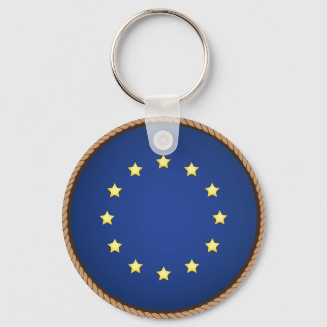 Cool European Union Flag Seal Keychain (Front)