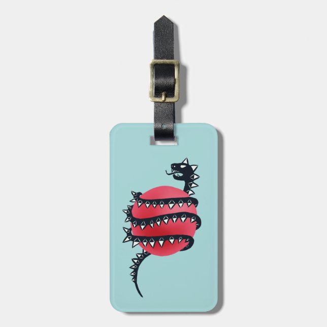 Cool Evil Black Dragon Snake Monster Luggage Tag (Front Vertical)