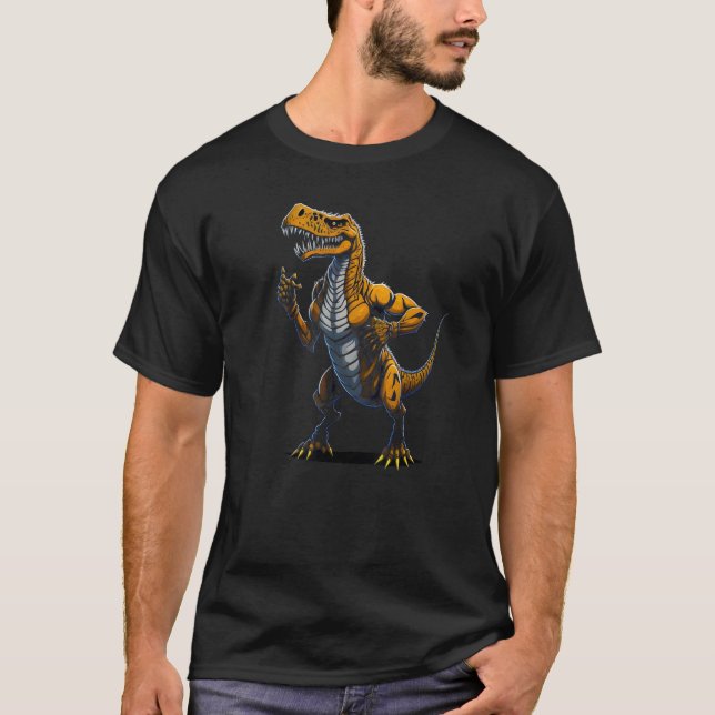 Cool evil Tyrannosaurus Rex dinosaur carnivores T-Shirt (Front)
