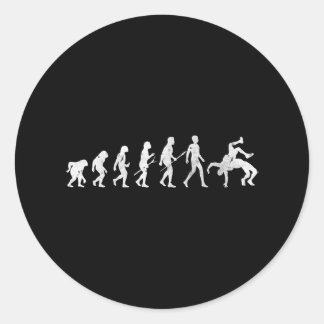 Cool Evolution Of Human Wrestling Martial Art Classic Round Sticker