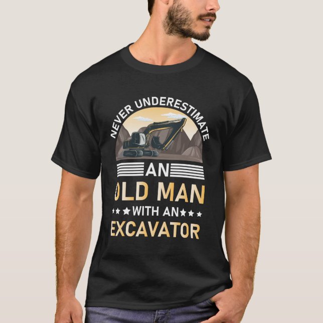 Cool Excavator Construction Worker T-Shirt (Front)