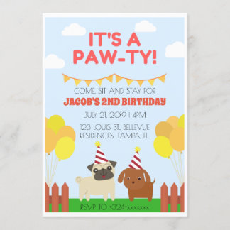 Cool Exciting Dog Theme Birthday Party Invitation