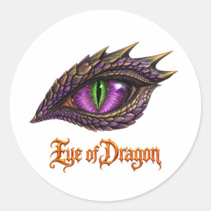 Cool Eye of Dragon Purple Fantasy Dragon Eyeball Classic Round Sticker