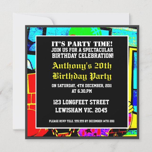 Cool Face Birthday Invitation (Front)