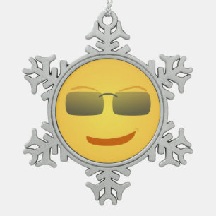 COOL FACE SNOWFLAKE PEWTER CHRISTMAS ORNAMENT