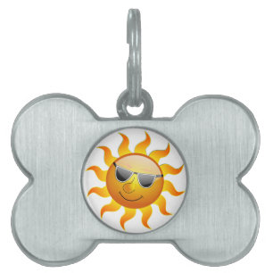 COOL FACE SUNSHINE WEARING SUN GLASSES PET NAME TAG