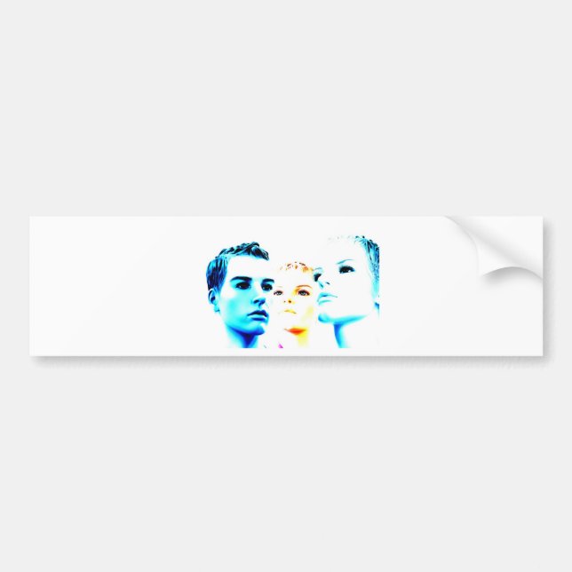 Cool faces (three) friends, minimalist design bumper sticker (Front)