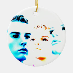 Cool faces (three) friends, minimalist design ceramic ornament