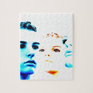 Cool faces (three) friends, minimalist design jigsaw puzzle