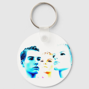 Cool faces (three) friends, minimalist design keychain