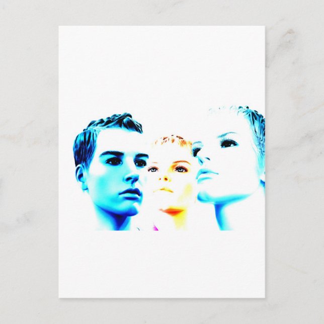 Cool faces (three) friends, minimalist design postcard (Front)