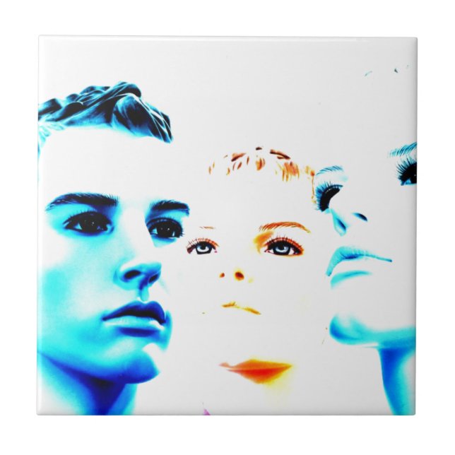 Cool faces (three) friends, minimalist design tile (Front)