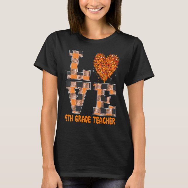 Cool Fall Paraeducator Cute Fall Teacher 4th Grade T-Shirt (Front)