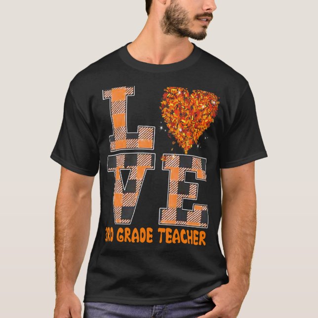 Cool Fall Paraeducator Cute Fall Teacher Third Gra T-Shirt (Front)