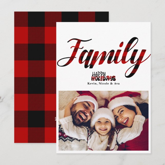 Cool FAMILIAL Plaid Noël Carte photo de vacances (Devant / Derrière)