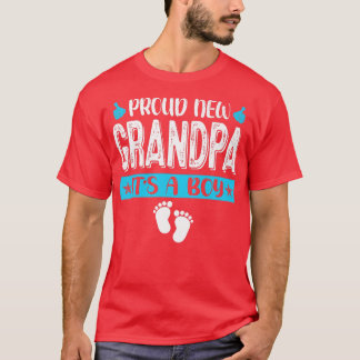 Cool Family Proud New Grandpa It's A Boy Gender Re T-Shirt