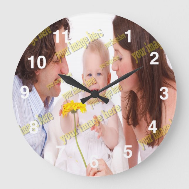Cool Family Stylish Fab Photo Collage Large Clock (Front)