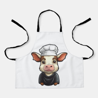 Cool Farm Animal Lover Art Cute Chef Cow Apron