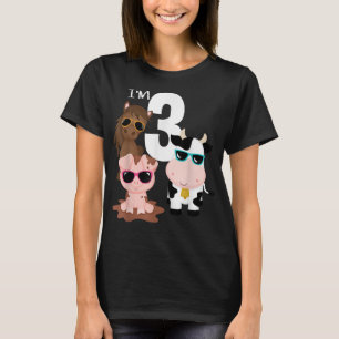 Cool Farm Animals 3rd Birthday Party 3 Year Old To T-Shirt