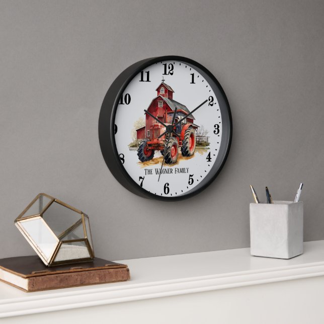 Cool farm tractor add family name clock (Office)