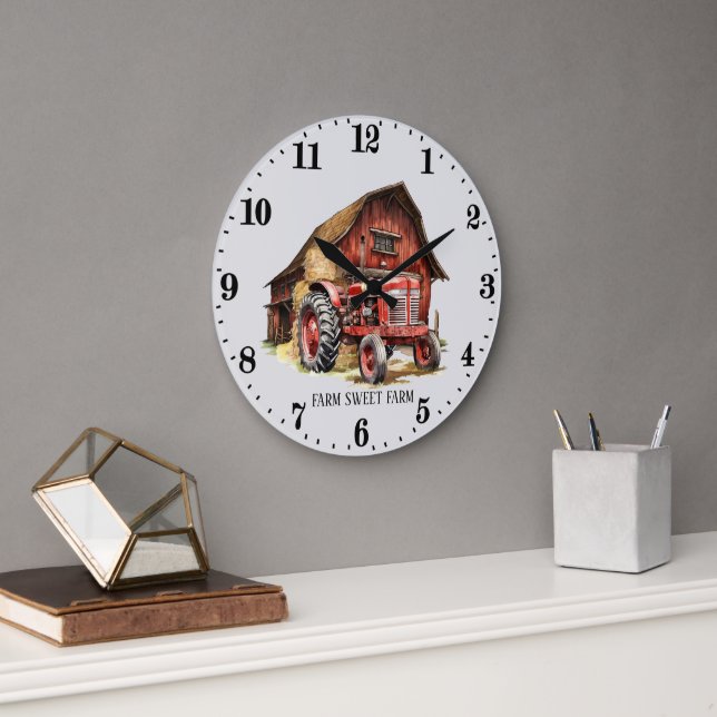 Cool farm tractor add message large clock (Office)