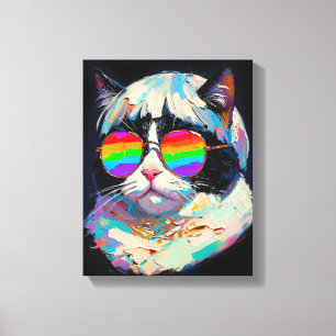 Cool Fat Cat (Painting #1 / Black) Canvas Print