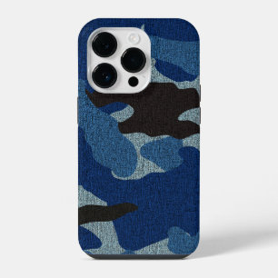 Cool Faux Cloth Blue Camo Pattern Background iPhone 14 Pro Case