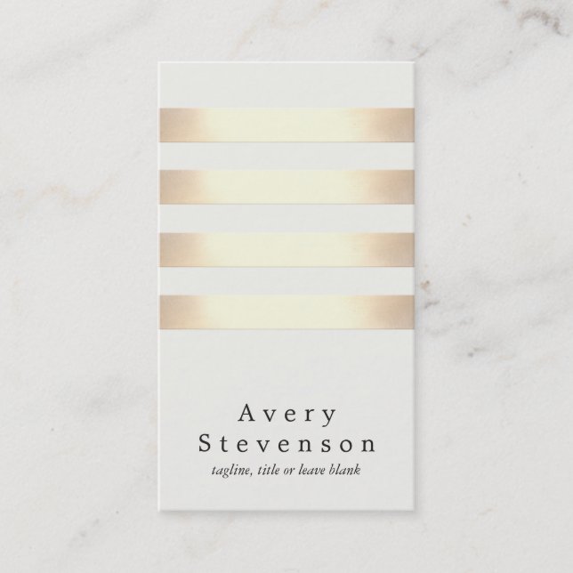 Cool Faux Gold Foil and White 4 Striped Modern Business Card (Front)