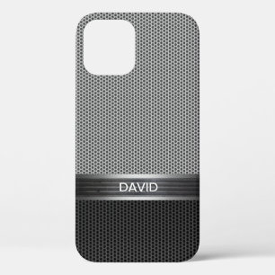 Cool Faux Metal Steel Mesh Custom Name iPhone 12 Case