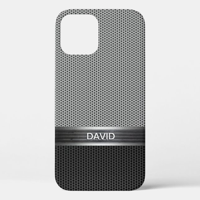 Cool Faux Metal Steel Mesh Custom Name Case-Mate iPhone Case (Back)