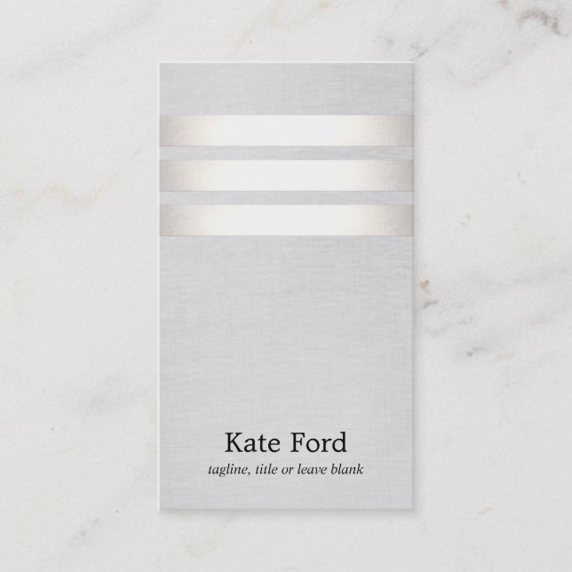 Cool Faux Silver Foil and Grey Striped Modern Business Card (Front)