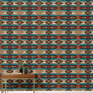 Cool faux wood Western tiled pattern Wallpaper
