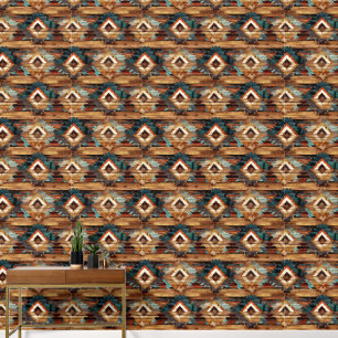 Cool faux wood Western tiled pattern  Wallpaper