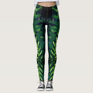 Cool Fern Leaf Print on Leggins Leggings