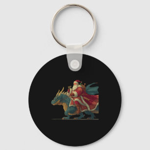 Cool Festive Dragon With Riding Santa Claus Look Keychain