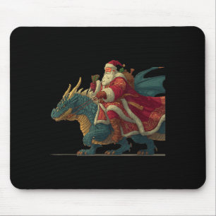 Cool Festive Dragon With Riding Santa Claus Look  Mouse Pad