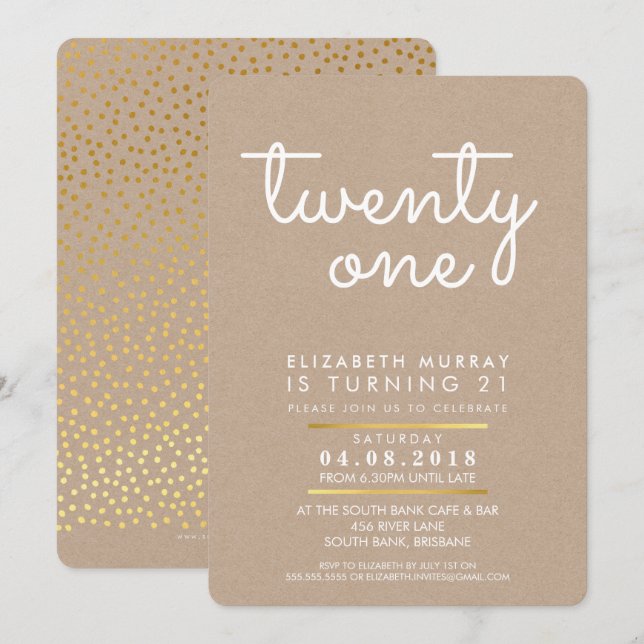 COOL fête de 21e anniversaire INVITATION rustique  (Devant / Derrière)