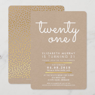 COOL fête de 21e anniversaire INVITATION rustique 