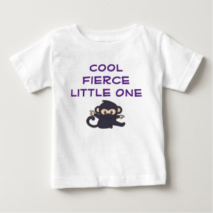 Cool Fierce One Funny Cute Cartoon Ninja Monkey Baby T-Shirt